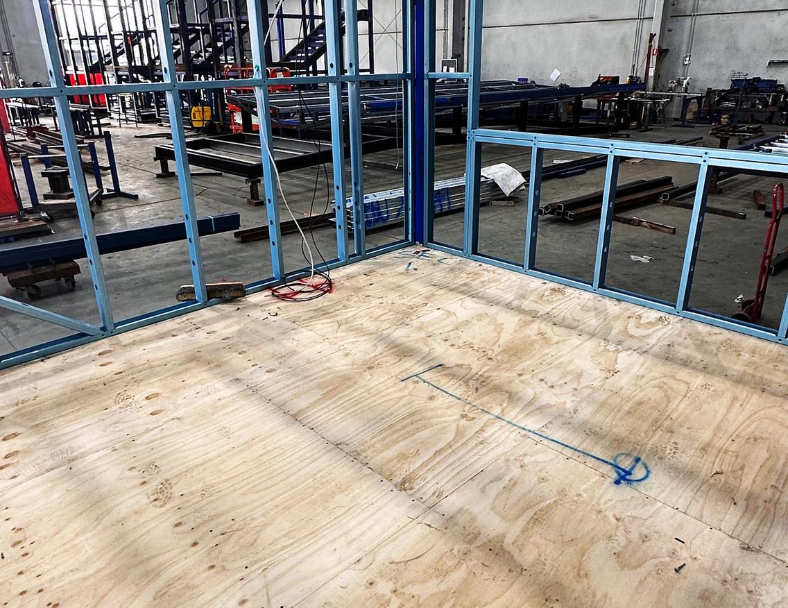 Close-up of STRUCTAply Flooring tongue-and-groove structural plywood panel.