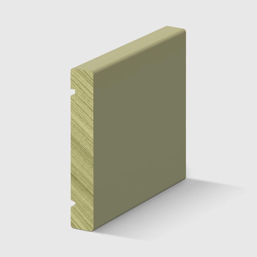 a flat timber fascia board with a small recessed s along one in H3 Primed FJ Pine 190 x 30mm 2.7m