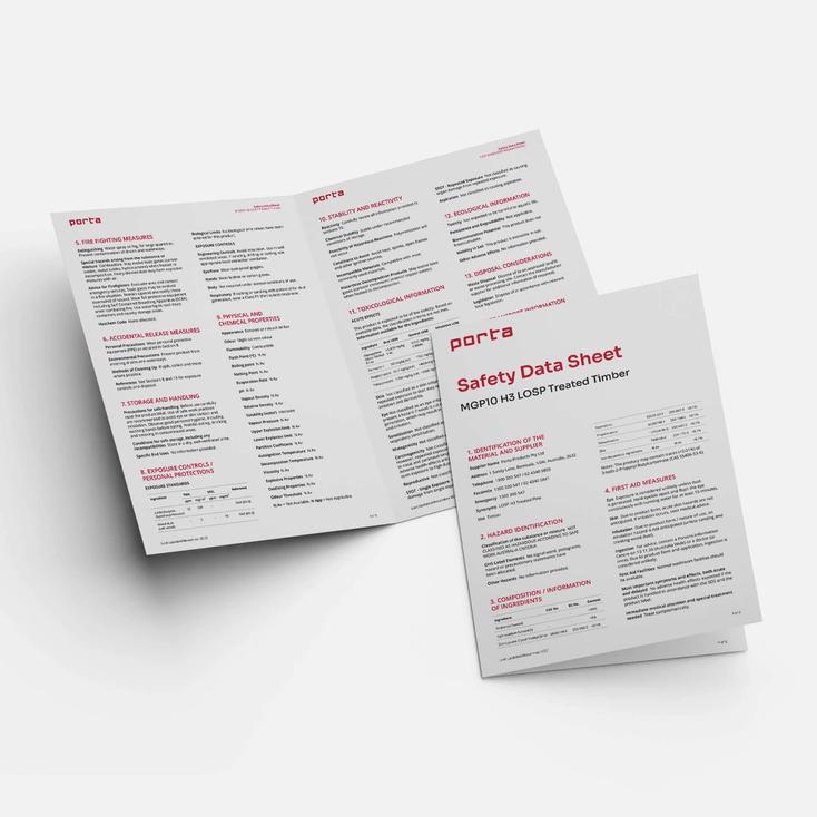 Brochure image of MGP10 H3 LOSP timber.